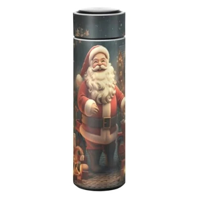 Image of LINNIKEEEE Christmas Santa Clause Water Bottle Stainless Steel Insulated Vacuum Flask Leak Proof Thermos for Boys Girls