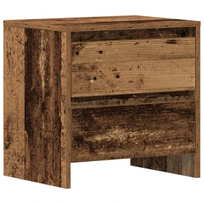Image of vidaXL rustic bedside cabinet wooden nightstand with drawers for bedroom/living room brown engineered wood side table weathered finish