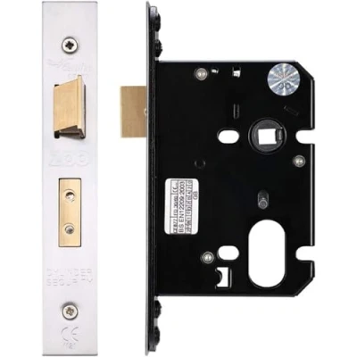 Image of Oval Profile Sash Lock 64mm Stainless Steel Forend and Strike Satin