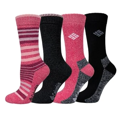 Image of Columbia Women&#039;s 4 Pack Moisture Control Crew Socks, Multi, 3.5 9 UK (Pack of 4)
