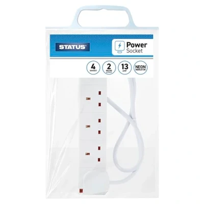 Image of Status 4 Gang 2m Extension Lead with Neon