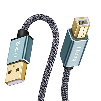 Image of Printer Cable 3M,JLONG USB Nylon Braided 2.0 Type A Male to B Scanner Cord High Speed for Brother, HP, Canon, Lexmark,Dell, Xerox, Samsung etc (3m/10ft)
