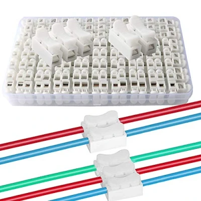 Image of QitinDasen 62 Pcs Spring Wire Connectors Kit, Quick Cable Connector Terminal Block, Electrical Clamp Block Connector, No Screw Welding (50 CH2 + 12 CH3)