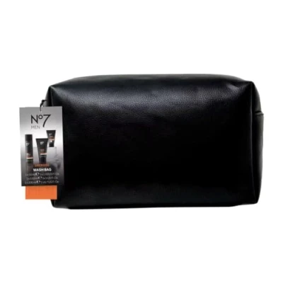 Image of No7 Energising Wash Bag Gift Set for Men with Hair &amp; Body Wash+Face Scrub+Wash