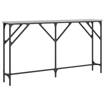 Image of vidaXL Grey Sonoma Console Table Engineered Wood and Metal Frame Entryway/Living Room Furniture with Adjustable Feet Accented Industrial Style