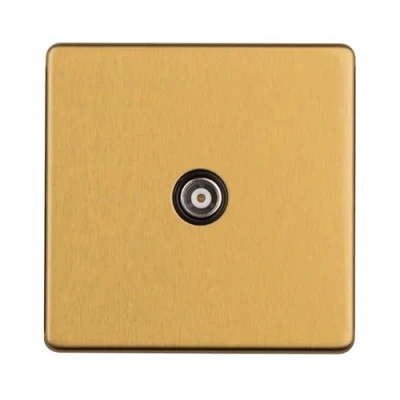 Image of 1 GANG ISOLATED TV FLAT CONCEALED SATIN BRASS PLATE