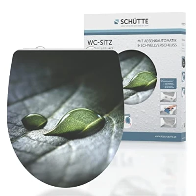 Image of Schütte RAIN Duroplast HG, high Gloss Soft Close Mechanism, Quick Release for Easy Cleaning, max. Load of The Toilet seat 150 kg, Motif Drops 82583