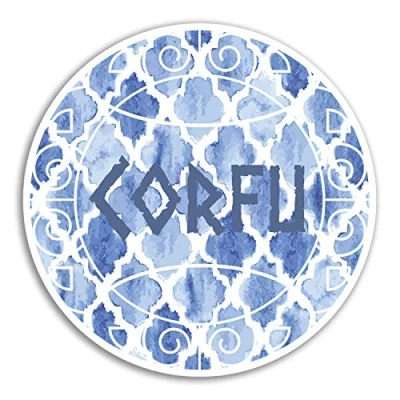 Image of 2 x 10cm Corfu Greece Vinyl Stickers Greek Sticker Laptop Luggage #18659 (10cm Wide)