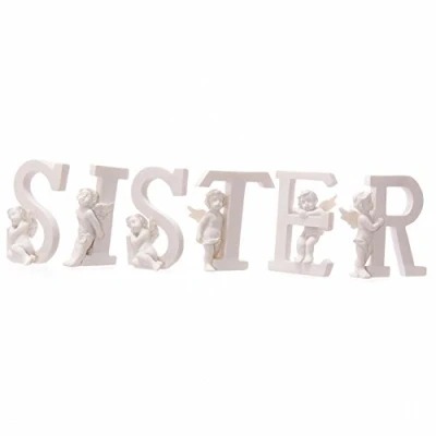 Image of Set of 6 White Cherub Sister Letters, Birthday, Christmas, Any Occasion Gift