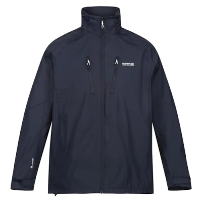 Image of Regatta Calderdale IV Waterproof Mesh Lined Shell Jacket with Concealed Hood and Zipped Pockets, Navy, 3XL