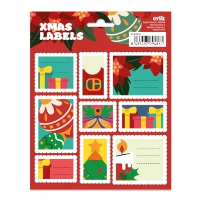 Image of Grupo Erik Christmas Tree Labels Sticky Food Stickers Self Adhesive Gift Tag School