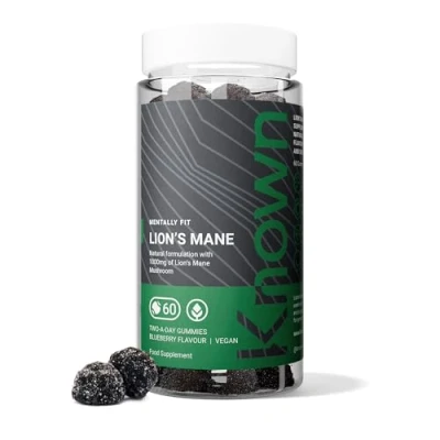 Image of Lion’s Mane 1,000mg Mushroom Gummies by Known Nootropic Support for Cognition, Mood, Immunity &amp; Inflammation Delicious Blueberry Flavour 60 Two a Day Vegan (Two Month’s Supply)