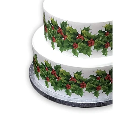Image of Top That Edible Decor Icing Sheet Christmas HOLLY &amp; BERRIES Border Ribbon Perfect for Decorating Your Cakes Easy to Use