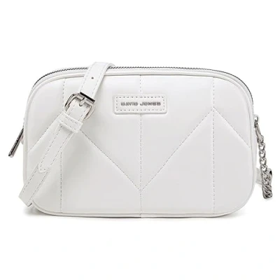 Image of David Jones Women&#039;s Small Crossbody Bag Zip Ladies PU Leather Shoulder 2 Compartments Multi Pocket Mini Purse Handbag Clutch Work Travel City Evening Party Phone White