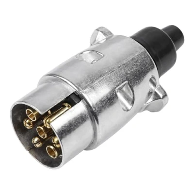 Image of Yinaolan 7 Pin Trailer Metal Plug, 12V Waterproof Towbar Towing Plug Connector for Euro Car Trailers RV Truck Boat Caravans