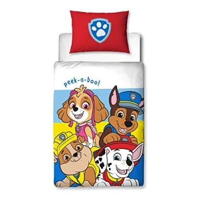 Image of Paw Patrol Official Pupster Design Toddler Cot Bed Duvet Cover Set Reversible 2 Sided Bedding Including Matching Pillow Case, Polycotton