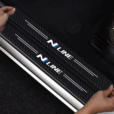 Image of RIDGOEL 4Pcs N NLINE Carbon Fiber Car Door Sill Protector, for Hyundai Performance TUCSON KONA SONATA i30 i20 ELANTRA LAFESTA, Kick Plates Automobile Threshold Paint Protection Accessories C
