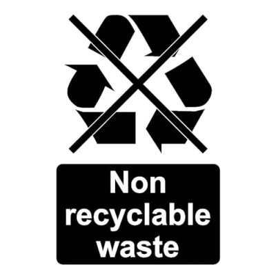 Image of Non Recyclable Waste Safety Sign Self Adhesive Sticker (300mm x 200mm)
