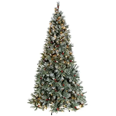 Image of WeRChristmas Pre Lit Scandinavian Blue Spruce Christmas Tree with 200 Chasing Warm LED Lights, 5 feet/1.5m