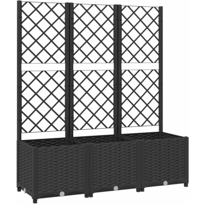 Image of vidaXL Garden Planter with Trellis Black 120x40x136 cm PP