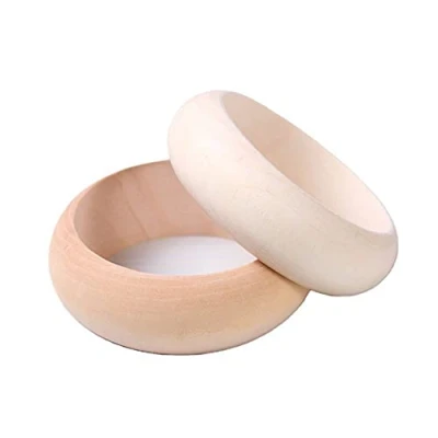 Image of NC 5Pcs Unfinished Wooden Rings Blank Bangle Bracelet Circles for DIY Crafts, Macrame Decor Wood Ring Circle Without Paint Craft Pendant Natural