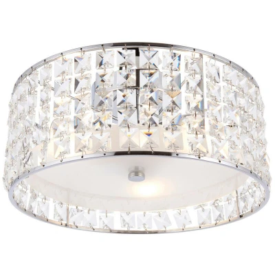 Image of Belfont 3 Light Bathroom Flush Ceiling Chrome, Clear Crystal Detail IP44, G9