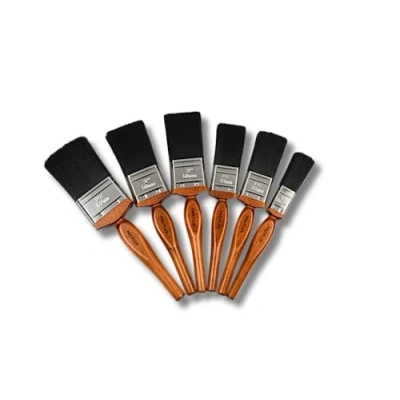 Image of PROFESSIONAL+ 6 Piece Paint &amp; Varnish Brush Set Premium Quality High Tech Solid Round Taper Filaments, Stainless Steel Ferrules, American Style Handle 1x2.5&quot;2x2&quot;2x1.5&quot;1x1&quot;