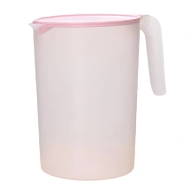 Image of 2L Plasti c Jug with Lid, Reusable Pitcher BP A Clear Water Unbreakable Beverage Fridge for Milk Juice Iced Tea Lemonade