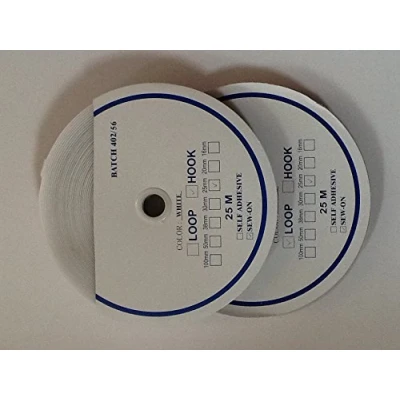 Image of 25mm Sew On White Hook and Loop Interlocking Tape x 25 Metres