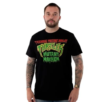 Image of Teenage Mutant Ninja Turtles Mens T Shirt Adults Mayhem Short Sleeve Retro Fashion Black Graphic Tee Nostalgic 90s Cartoon Apparel Sleeved Top TMNT Movie Gift for Him