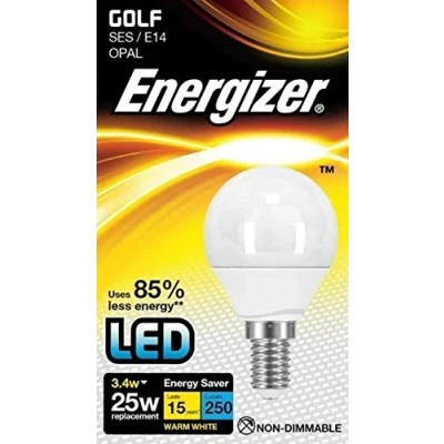 Image of Energizer LED Golf Round Light Bulb 3.4w=25w SES E14 Small Screw in Pearl Warm White Pack of 6