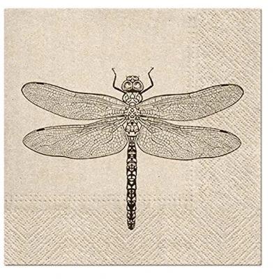 Image of 3 Ply Quality Dragonfly ECO Biodegradable Paper Napkins Serviettes 33cm x (Pack of 20)