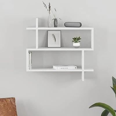 Image of HOCUS PICUS Floating Wall Shelf, Mounted Rectangle Modern Design, Bookshelf Storage Display Unit Decorative Shelves, Bedroom, Living Room, Bathroom &amp; Kitchen, Easy Assembly (White)
