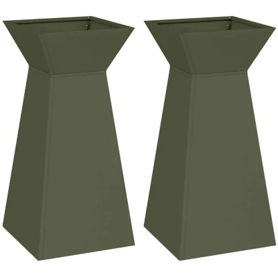 Image of vidaXL Plant Stand Set Olive Green Metal 35 x 73 cm