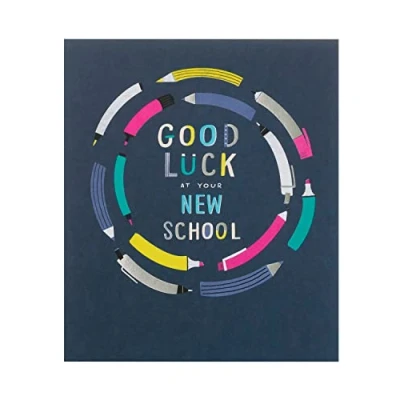 Image of UK Greetings Good Luck At Your New School Card For Her/Female/Friend With Envelope Stationary Design