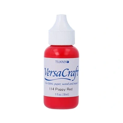 Image of Tsukineko Inker Stamp Ink 30 ml Red, Poppy Accessories Reinker for VersaCraft Pads, 30ml