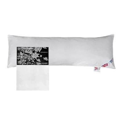 Image of HOMESCAPES 4&#039;6&quot; Full Body / Bolster Pregnancy Maternity Pillow Filled with Premium New White Duck Feathers 200 Thread Count Pillowcase Wash at Home Range