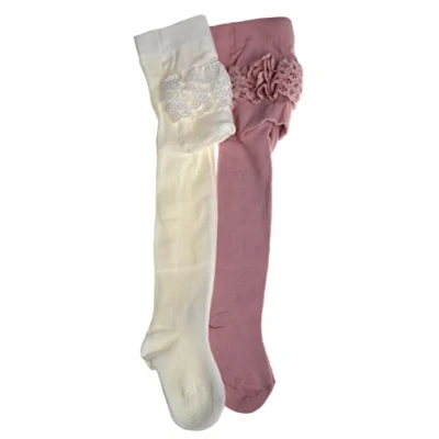 Image of WB SOCKS 2 pairs of Pretty Lace Trim Baby Tights