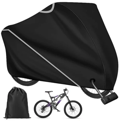 Image of Bike Cover, Cover for Outside Storage 210D Oxford Waterproof upgrade to 10000Pa Bicycle 2 bikes Anti Dust Rain UV with Lock holes Bag Mountain and Road Bikes…