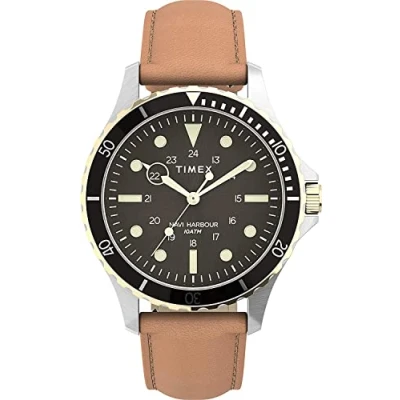 Image of Timex Men&#039;s Analogue Quartz Watch with Leather Strap Brown