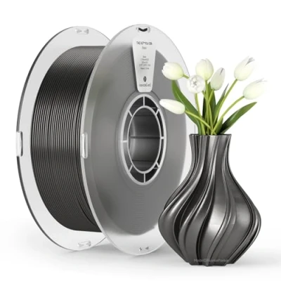 Image of kexcelled Silk PLA Filament 1.75 mm +/ 0.03 mm, 3D Printer Filament, Shiny Glossy Surface, 1 kg Spool (2.2 lbs), for FDM Printer, Vacuum Packaging, Black