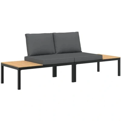 Image of vidaXL 2 Piece Garden Sofa Set with Cushions Black Aluminium