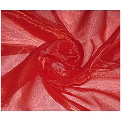 Image of Premium Crystal Organza Voile Fancy Dress Costume Decorations Fabric 150cm Wide/Sold by The Metre (Red)