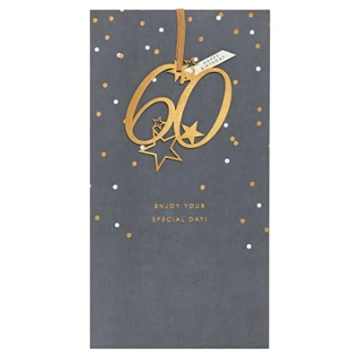 Image of UK Greetings 60th Birthday Card for Him/Her/Friend Gold Foil &amp; Keepsake Design