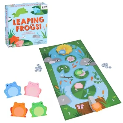 Image of Petit Collage Leaping Frogs Based on the Classic Game Tiddlywinks Flip Your into Pond to Win Great Family Night Activity for 2 4 Players and Ages 4+