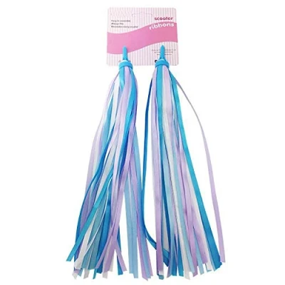 Image of AISHEMI Bike Handlebar Streamers Bicycle Scooter Trike Colorful Long 11&quot; Length Satin Ribbon Streamer Easy Attachment to Cycle&#039;s Handlebars (blue+purple)