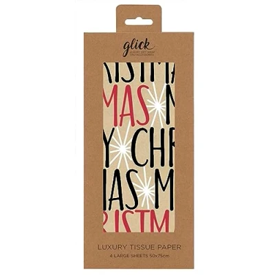 Image of Glick Four Sheets Christmas Tissue Paper, Merry Paper for Presents (Four Sheets)