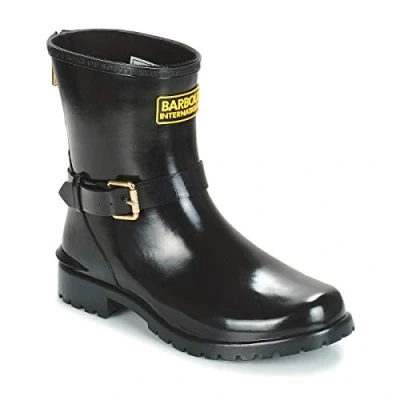 Image of Barbour Womens Mugello Winter Snow Waterproof Rubber Rain Ankle Boots Black 4