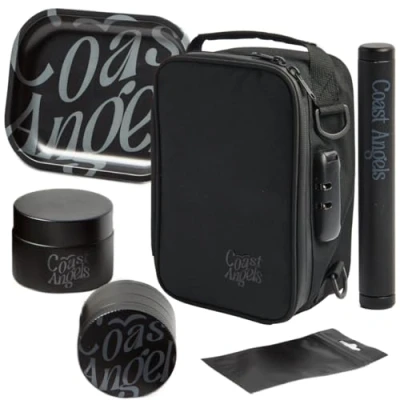 Image of Smell Proof Bag with Combination Lock Complete Rolling Box Set Bag, Grinder, Tray and Tube Portable Stash for Outdoor, Festival, Party