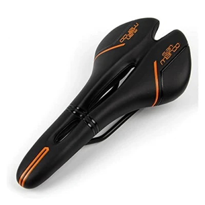 Image of JINYAWEI Racing Saddle Wide MTB Bicycle Silicone Skidproof Road Bike Seats Hollow Soft PU Leather (Color : Orange)
